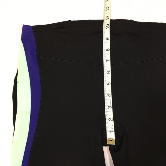 Gap Fit Womens M Grop Leggings Black Green Purple Stripe Gfast Nylon Retro 80s - Picture 6 of 10